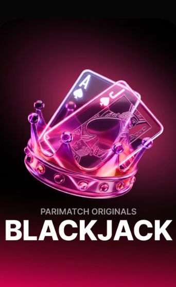 Blackjack из линейки Parimatch Originals — неоновые карты туз и валет над короной